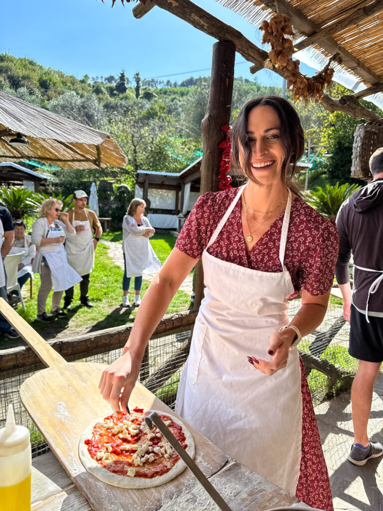 pizza making in sorrento, italy